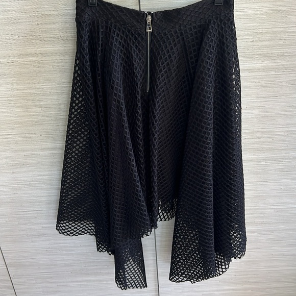Patrizia Luca Black Eyelet Mesh Netted Midi Asymmetrical Skirt - Sz Small - Picture 4 of 6